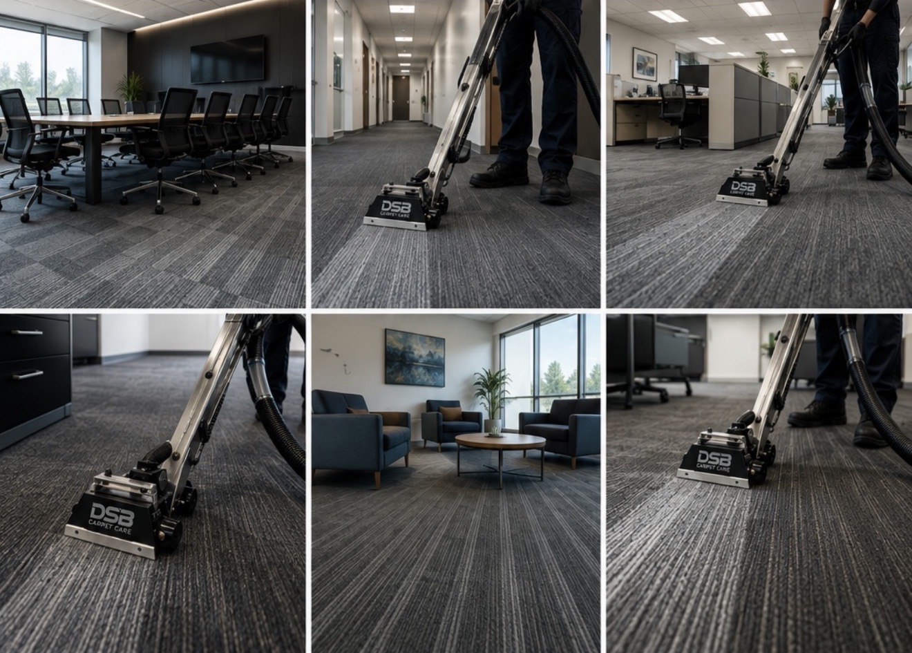 Office cleaning detail collage